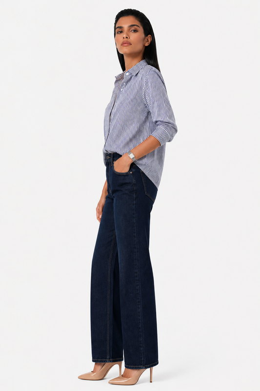 Camisa Feminina Listrada de Botões