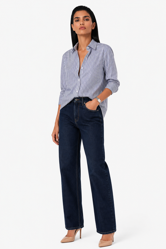 Camisa Feminina Listrada de Botões