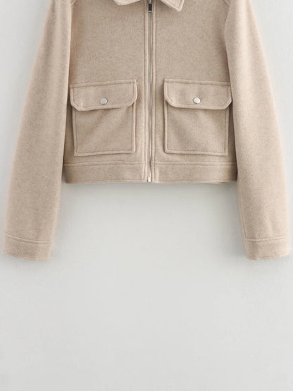 Jaqueta Feminina Elegance Zíper e Bolsos